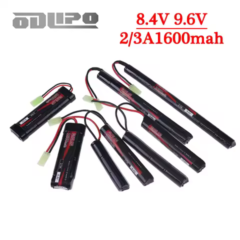 2/3A NiMH Battery 8.4V 9.6V 1600mah Airsoft Battery for M110 SR25 HK416 G3, CQB Rifle Guns AK47 AEG'
