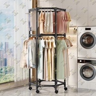 多功能可移動晾衣架【雙層晾曬|80x178cm】六邊形掛衣架 可推拉式陽臺臥室曬衫架 室內多邊形掛衣架 簡易落地式衣帽架 金屬毛巾架晾曬架 服裝陳列展示架 - CL8017