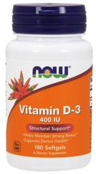 Now 維他命D3 400IU 180粒軟膠囊 Vitamin D-3