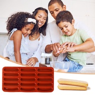 DU| Finger Cookie Molds Tiramisu Finger Biscuits Mold 15-cavity Silicone Finger Biscuit Mold for Diy Baking Non-stick Chocolate Mould for Candy Eclair Bread Muffin Food-grade
