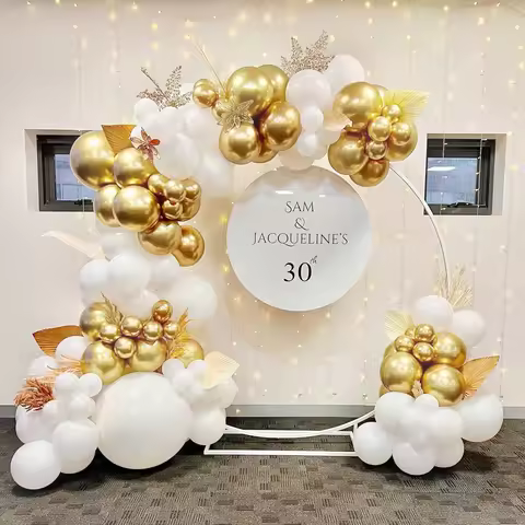 86Pcs White Gold Latex Balloon Set Suitable for Birthday Parties, Weddings, Valentine's Day Party De