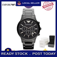 [Authentic] Emporio Armani Classic Chronograph Black Dial Steel Original Men Watch Jam Tangan Lelaki AR2453