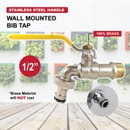 Yellow Wall Mounted Bib Tap With No Leaking & Anti Rust Stainless Steel Handle Brass Bathroom Blue W