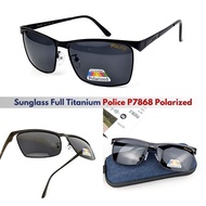 HITAM Polarized Sunglasses Full Titanium Police P7868 Polaris Sunglass Anti Glare