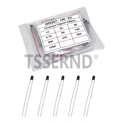 100pcs=10value*10pcs NTC Thermistor Resistor Kit NTC-MF52AT 1K 2K 3K 4.7K 5K 10K 20K 47K 50K 100K +-