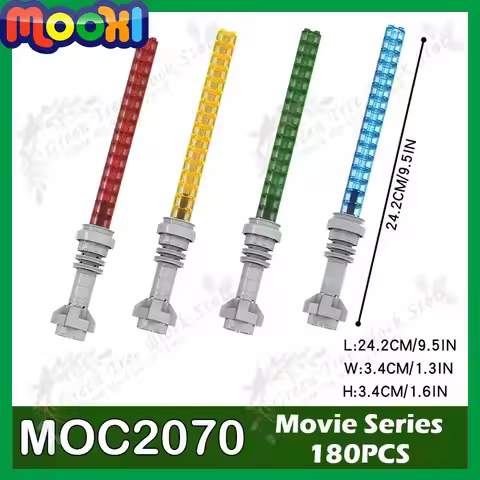 MOC2070 45PCS Movie Colorful Lightsword MOC Building Blocks Creative Sci-Fi Interstellar Weapon Mode
