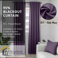 B15 - Ready-Made 95% Blackout Curtain PURPLE MAUVE, Langsir Siap Jahit. LANGSIR KAIN TEBAL! ( FREE HOOK/RING )