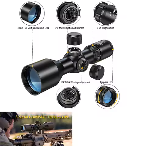 CVLIFE 3-9x40 Rifle Scope Optics Sights Compact Scopes Mil-dot crosshair Reticle Riflescope for 20mm