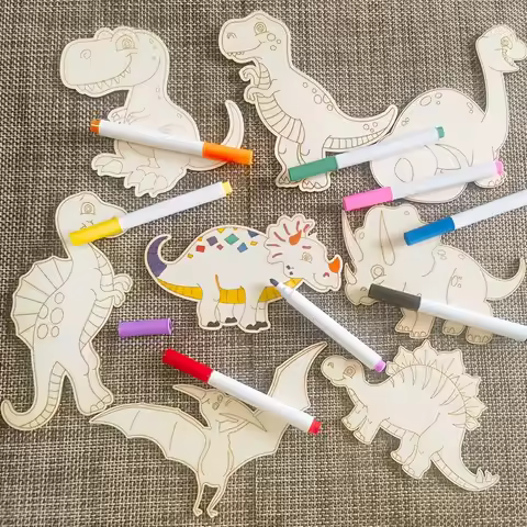 Unfinished Wooden Dinosaur Animal Laser Cut, DIY Craft Party Deco Art Deco Room Decor, Kindergarden 