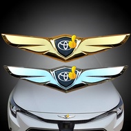 For Toyota Car Front Hood Ornaments Bonnet Metal Decoration Logo Angel Wings Stickers Fit Hilux Yaris Fortuner Corolla Cross Corolla HiAce Alphard Camry Vios C-HR Accessories