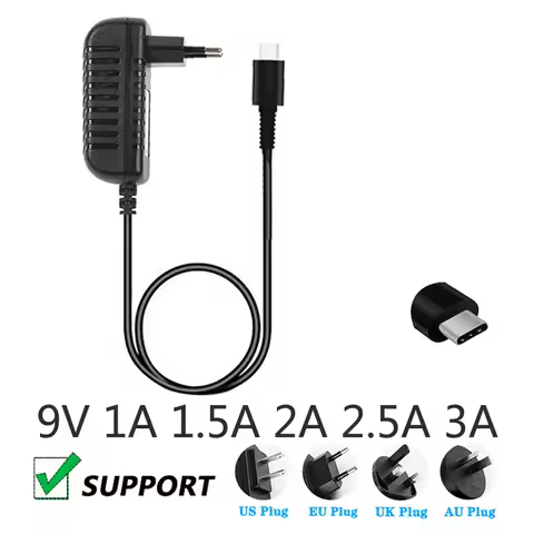 DC Power Supply TYPE-C 9V 1A 1.5A 2A 2.5A 3A OEM EU US UK AU Plug 220V To 110V Audio Adapter 9V 1000