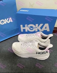 HOKA ONE ONE Clifton9城市通勤跑步鞋女裝灰白