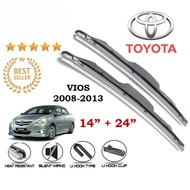 Car Silicone Wiper Windshield (1 PAIR) for Toyota Vios SAGA BLM/FLX CITY 2014-2019 VIOS 2008-2013 Be
