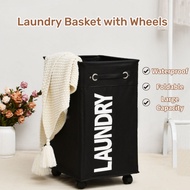 80L/96L Super Large Laundry Basket With Wheel Oxford Cloth Washing Waterproof Oil Proof