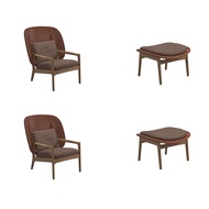 เก้าอี้โยกหวายกลางแจ้งสไตล์นอร์ดิก BUNISE P44 - เก้าอี้คู่ไม้สักกันแดดกันฝน สำหรับสวน ลานบ้าน และระเ