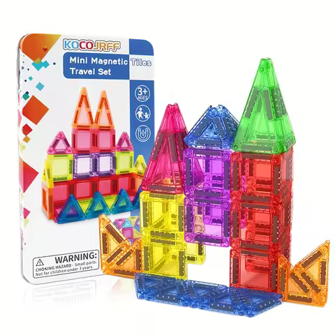 Mini Magnetic Tile Toys, with a Metal Box for Easy Portability, Magnetic Building Blocks That Can Be