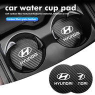 2Pcs Car Cup Holder Mat For Hyundai i10 i20 i30 i40 ix20 ix35 ix55 Nexo‌ IONIQ Starex Solaris