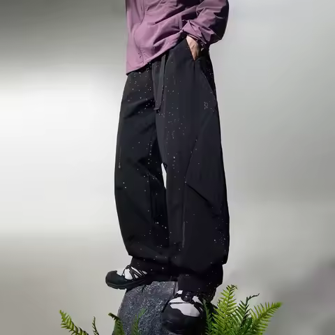 Mens 2026 Technical Cargo Pants Water Resistant J Cut Parachute Pleated Loose Fit Workwear Active Tr