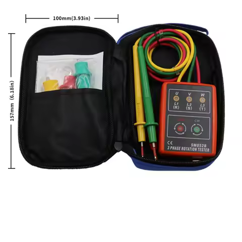 SM852B Portable Phase Sequence Tester, 3-Phase AC Rotation Meter, Voltage/Current Detector, Phase Ro