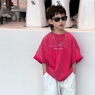 Pink t-shirt with letter print for children AB831 size 90-140, short-sleeved cotton t-shirt for boys