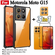 3 IN 1 Motorola Moto G15 Anti-fall Mobile Phone Case for Moto G75 G35 Moto G05 G45 Tempered Glass Fi