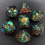 Resin DND Dice Set D&D, Dungeons & Dragons Dice with Box, 7 Piece Polyhedral Roleplaying Dice, Sharp