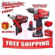 ❅❃✇MILWAUKEE M12 FUEL FPD2-602C 12V CORDLESS HAMMER DRILL+M12BID IMPACT DRIVER COMBO RM988 988 SET