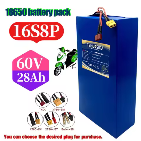 60V 16S8P Rechargeable Battery 28000mAh High-capacity 18650 Lithium-ion Battery Pack 28Ah with BMS f