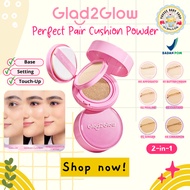 Glad2Glow 2in1 Perfect Pair Cushion Powder Foundation Waterproof Make Up G2G Flawles Coverage High