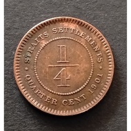 Duit Syiling Straits Settlements 1/4 cent 1901 (B)