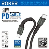 Roker RK-CB60W Data CABLE PD CABLE TYPE-C TO TYPE-C 60w Roker PD 60w Charger CABLE