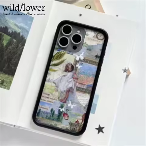 Wildflower ins oil painting Girl Phone Case for iPhone 17 16 15 14 13 12 11 Pro Max Plus WF Fashion 