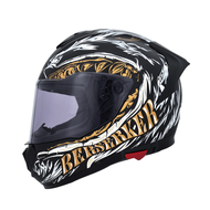 M2R Stop Safety Helmet F-7 3 Bear Warrior Matte Black Gold Removable Lining Built-In Sunglasses Head