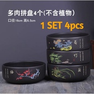 [M'SIA STOCK]Creative retro breathable large flowerpot花盆陶瓷大号特价清仓家用带托盘创意个性绿萝吊兰多肉紫砂釉花盆