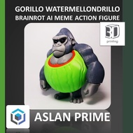 GORILLO WATERMELLONDRILLO ARTICULATED ACTION FIGURE 3D Print Toy Viral Italian Italian Brainrot Anom