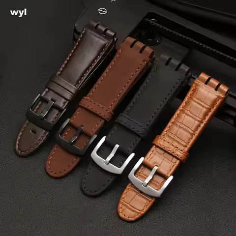 Genuine Leather Watch Band For Swatch IRONY YOS440 449 448 401G Watch accessories Strap 23mm men Wat