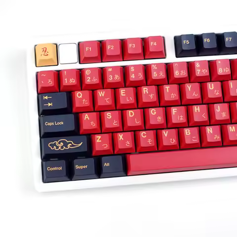KBDiy GMK Red Samurai Keycaps PBT Retro Japanese Cherry Profile Alice Split Space ISO Keycap For 60 