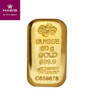 HABIB PAMP Suisse 50g Casting 999.9 Gold Bar - London Bullion Market Association (LBMA) Certified