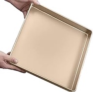 DeJivsin 11 Inch Baking Tray (Gold), 28 x 28 x 3.6 cm, Cake Tray for Oven, Oven Trays for Baking Tra