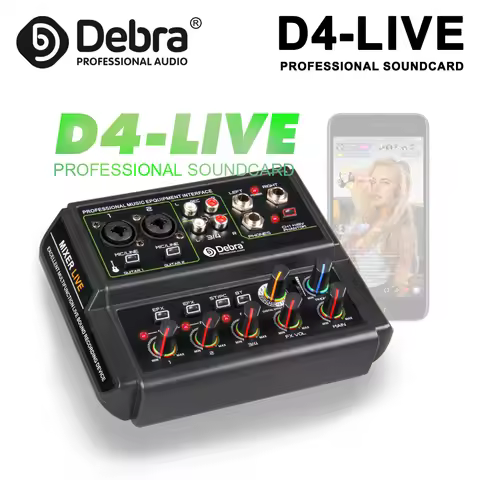 D4-Live 4-Channel Audio Reverb Live Sound Card with Bluetooth, 6.5mm Monitor Headphone Jack, 16 DSP 