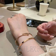 Cartier Cartier LOVE Series Bracelet 18k Rose Gold Narrow Version Diamondless Wide Diamond-Studded M