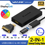 Wavlink USB 3.0/USB C to HDMI DVI Display Adapter, Thunderbolt 3 Compatible External Monitor Converter, 4K/30Hz Audio Video Capture Graphics Card Directly to Laptop/PC for Video Conference, Streaming, Home Office