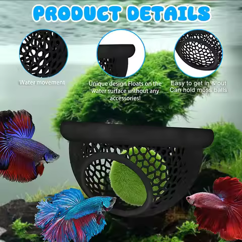 Floating Betta Hide & Shrimp Cave – 3-in-1 Aquarium Hammock, Floating Feeder Ring & Resting Spot – 3