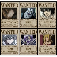 4PCS DEATH NOTE WANTED MINI POSTER BOUNTY POSTER FOR WALL DECOR ROOM DECOR WALL COLLAGE STICKER