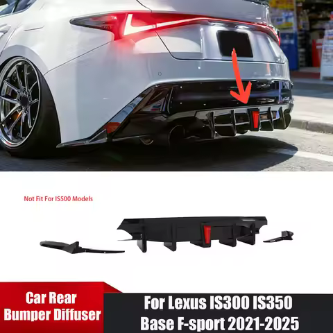 For Lexus IS300 IS350 Base F-sport 2021-2025 Car Rear Bumper Diffuser W/LED Accessories Spoiler Exte
