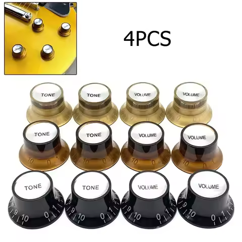 4pcs Guitar Top Hat Speed Control Knobs 2 Volumes 2 Tones Silver Bell For Gibson Epiphone Les Paul S
