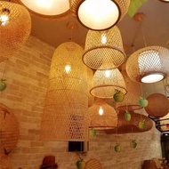 2023 Tea Room Study Bedroom Balcony Japanese Style Lantern Tatami Lamps Hand-woven Bamboo Chandelier