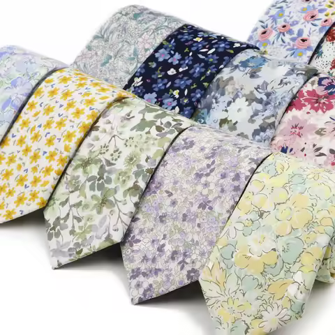 New 7cm Artistic Men's Women's Classic Floral Cotton Necktie Elegant Beautiful Flower Leaves Tie Wed