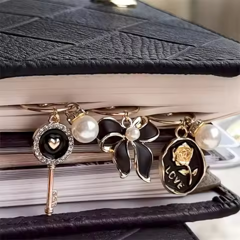 INS Black Golden Key Paper Clips Cute Bookmark Ins Style Book Decoration Notebook Planner Accessorie