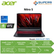 Acer Nitro 5 AN515-57-78PJ [Black Red] i7-11800H/16GB Ram/512GB SSD/RTX3060/15.6"] Laptop